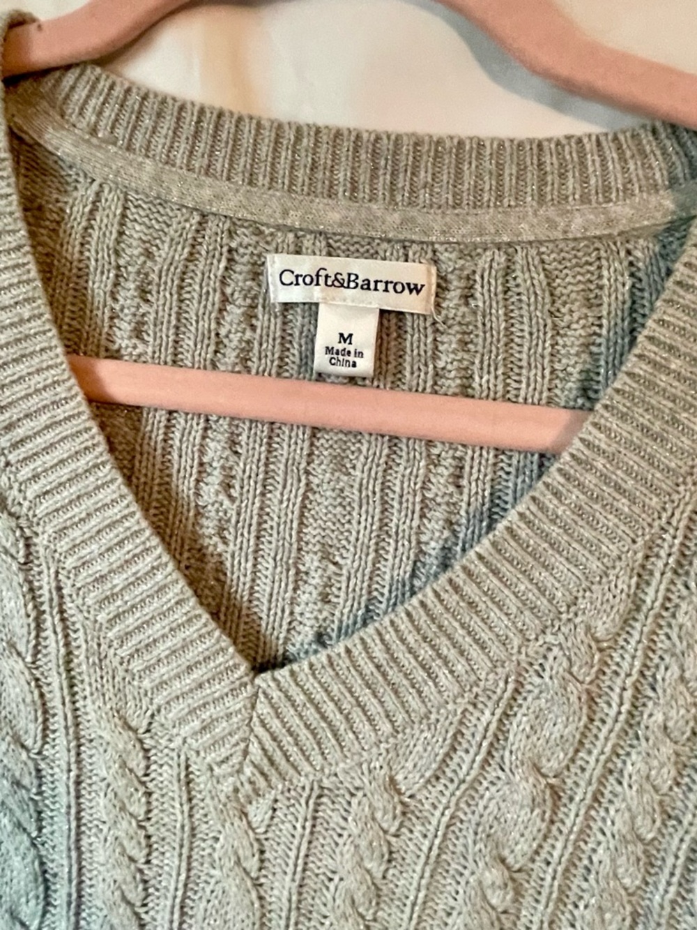 Croft & Barrow women's medium gray cable knit pullover sweater medium
